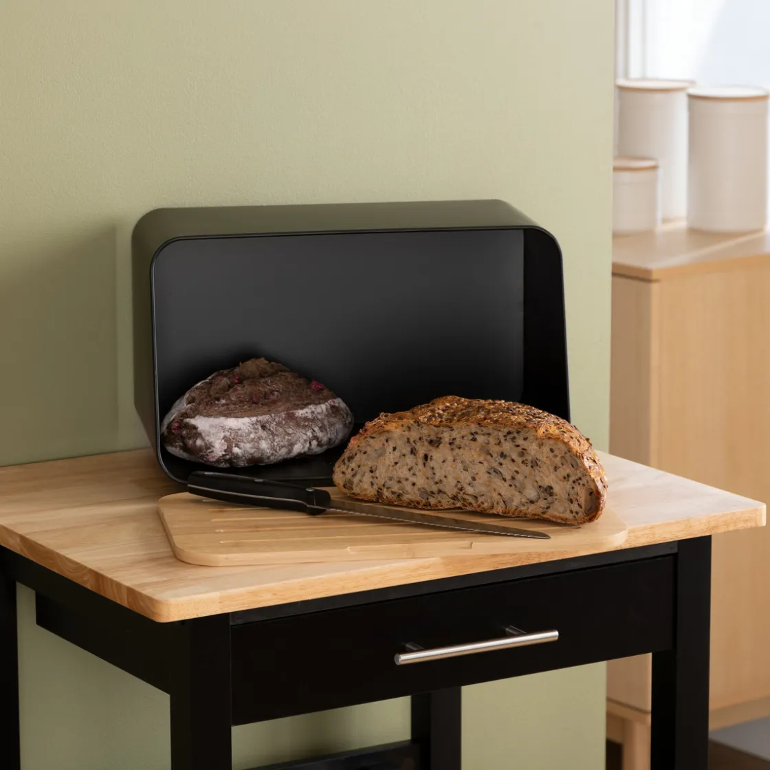 5five Boîte à pain et planche 37cm, Noir