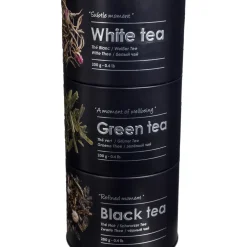 5five Boîte à thé 3 compartiments métal, Noir