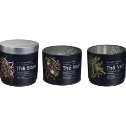 5five Boîte à thé 3 compartiments métal, Noir