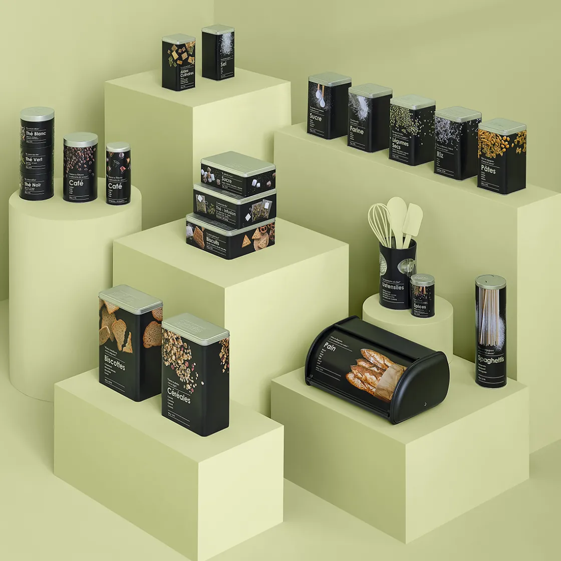 5five Boîte à thé 100 sachets métal, Noir