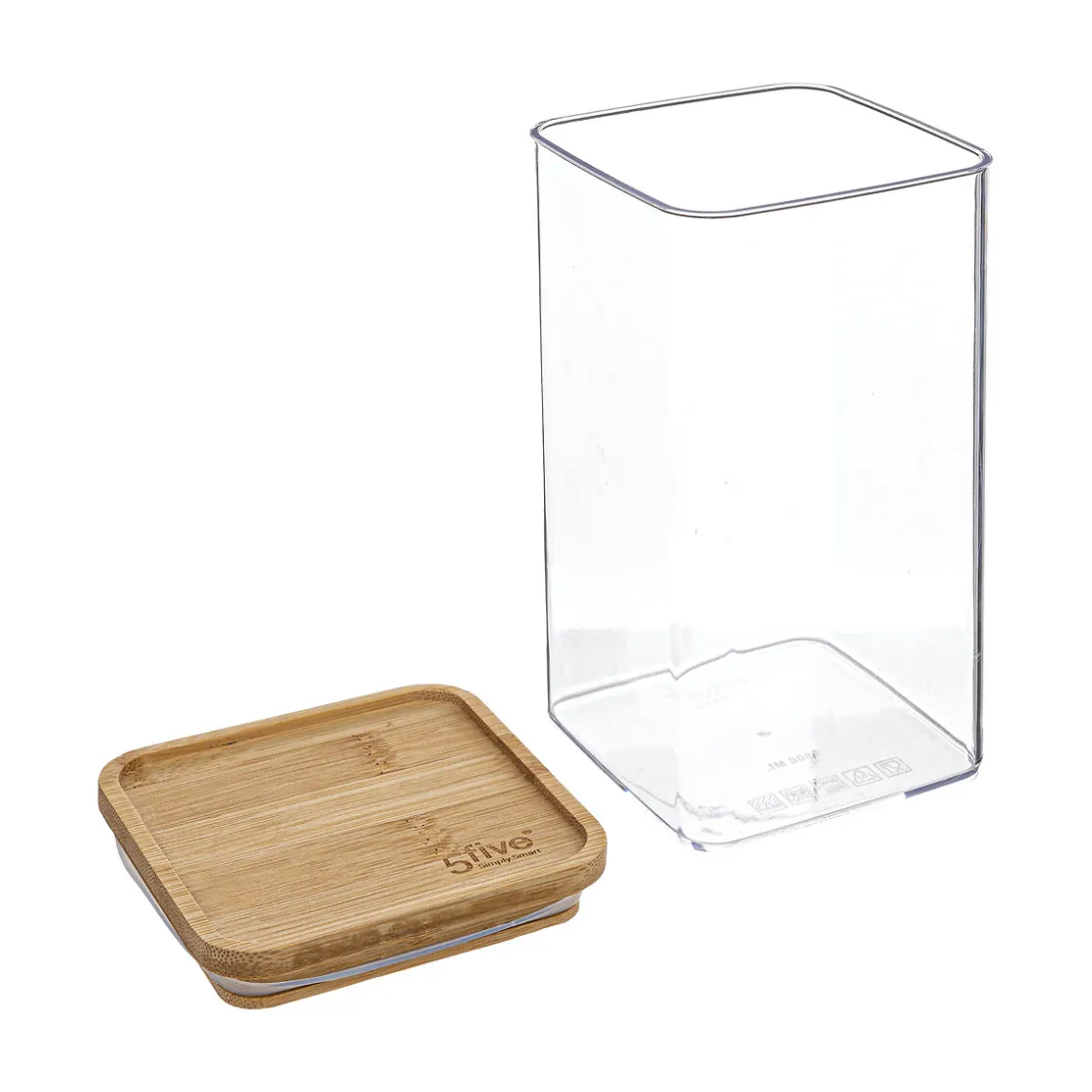 5five Boîte de conservation carrée couvercle bambou, 1,5L