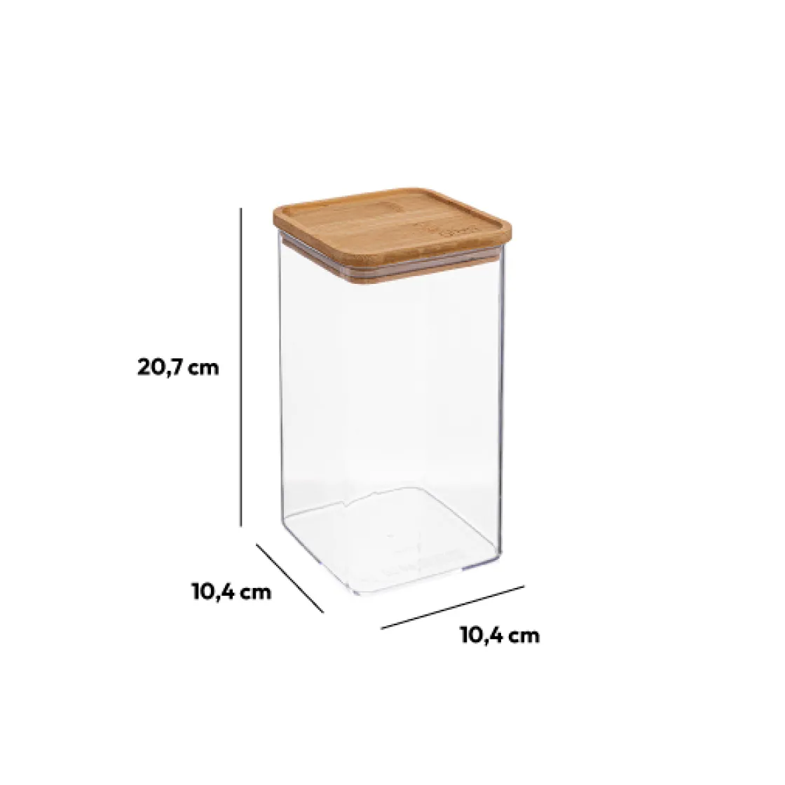 5five Boîte de conservation carrée couvercle bambou, 1,5L