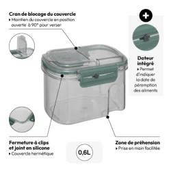 5five Boîte de conservation hermétique avec bec verseur 0,6L