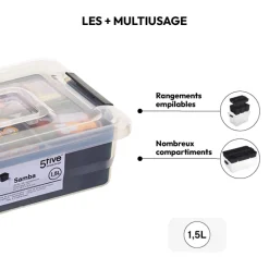 5five Boîte en plastique compartimentée 1,5L