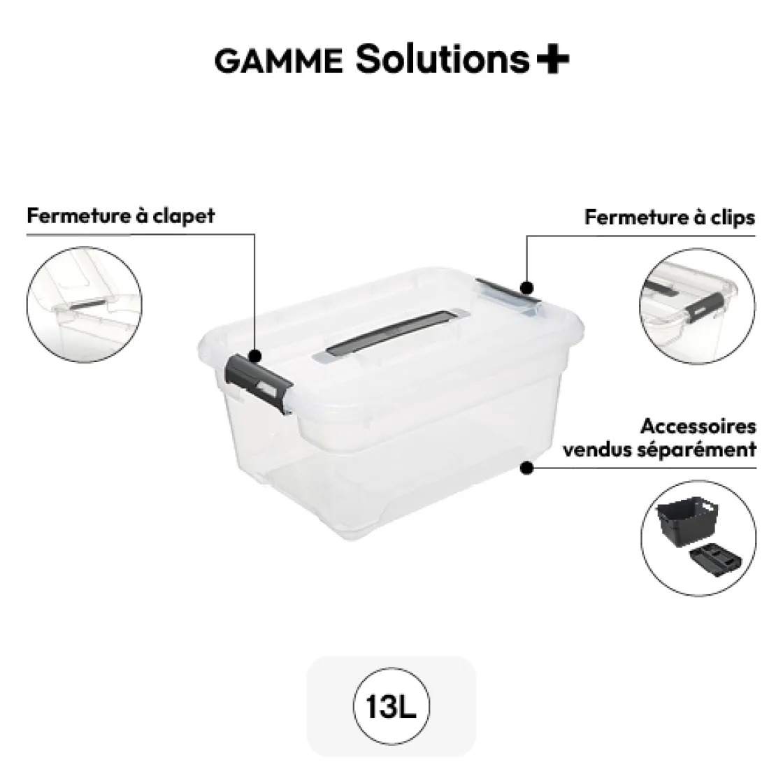 5five Boîte en plastique transparente 13L