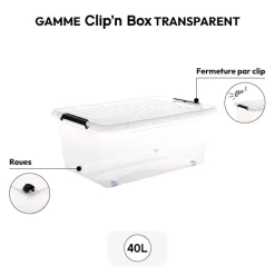 5five Boîte en plastique transparente 40L