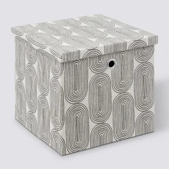 5five Boîte tissu 31x31cm, Gris avec motifs