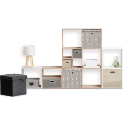 5five Boîte tissu 31x31cm, Gris avec motifs