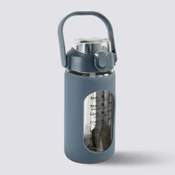 5five Bouteille verre et silicone + paille et housse - 1L