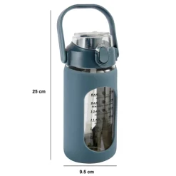 5five Bouteille verre et silicone + paille et housse - 1L