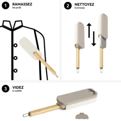 5five Brosse à textile, manche en bambou - Gris