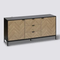 5five Buffet 2 portes 3 tiroirs, Effet pin naturel