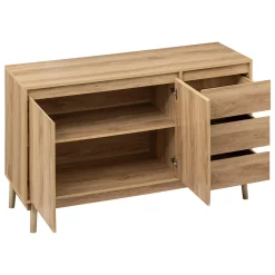 5five Buffet placard 3 tiroirs, Effet chêne naturel