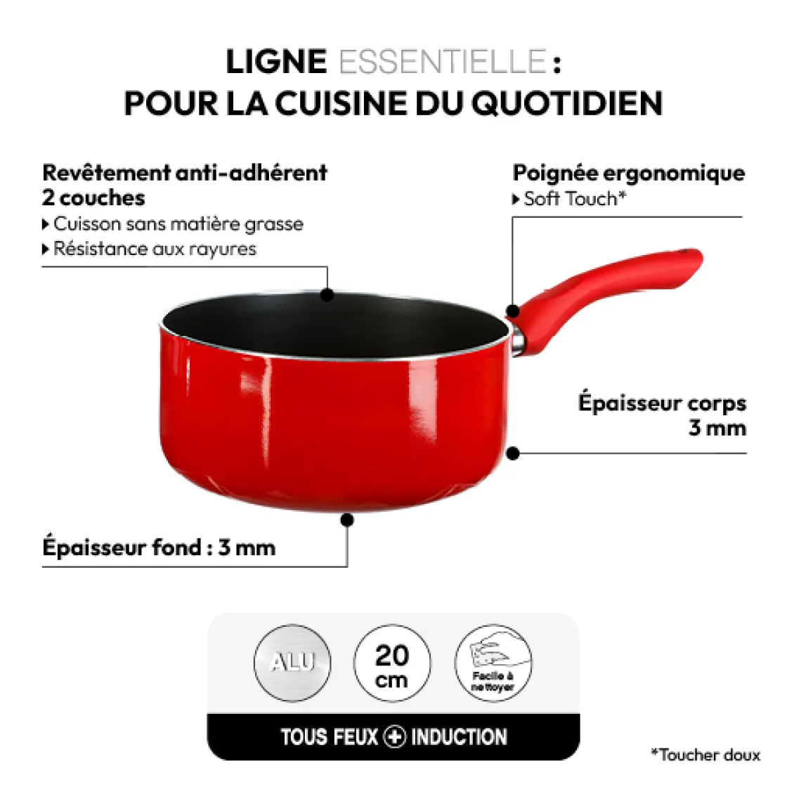 5five Casserole Aluminium, 20 cm