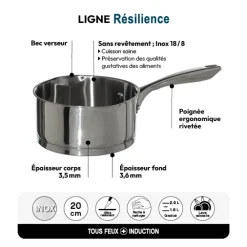 5five Casserole Inox, 20 cm