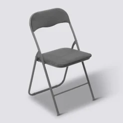 5five Chaise pliante en velours, Gris anthracite