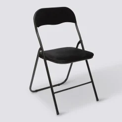 5five Chaise pliante en velours, Noir