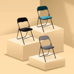 5five Chaise pliante en velours, Noir