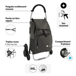 5five Chariot de course pliable  6 roues 36L, Vert kaki