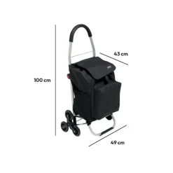 5five Chariot de course pliable 6 roues, Noir