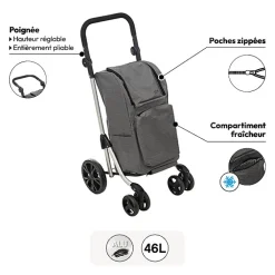 5five Chariot pliant 4 roues, Gris