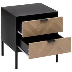 5five Chevet 2 tiroirs, Effet pin naturel et noir