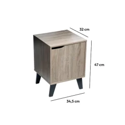 5five Chevet effet chêne naturel, Noir