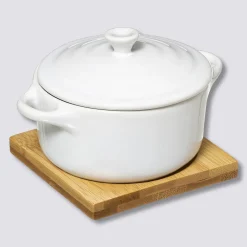 5five Cocotte céramique 10 cm, Bambou et Blanc