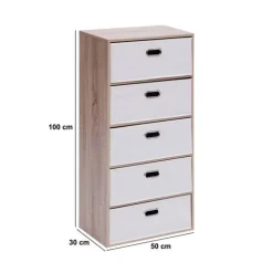 5five Commode 5 tiroirs, Beige