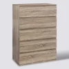 5five Commode 5 tiroirs, Effet bois naturel