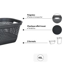 5five Corbeille à linge 45L, Gris