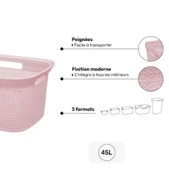 5five Corbeille à linge 45L, Rose