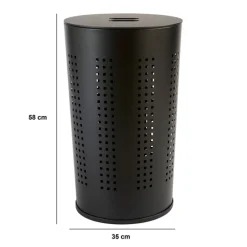 5five Corbeille à linge, métal et bois, 45L - Noir