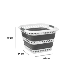 5five Corbeille à linge pliable 40L - Gris, Blanc