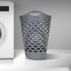 5five Corbeille à linge souple 60L, Gris