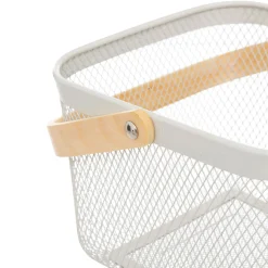 5five Corbeille carrée, métal, Beige et blanc