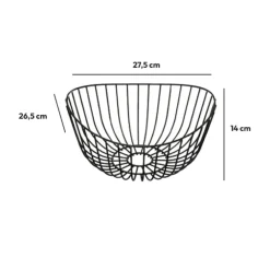 5five Corbeille en acier 27 cm, Noir