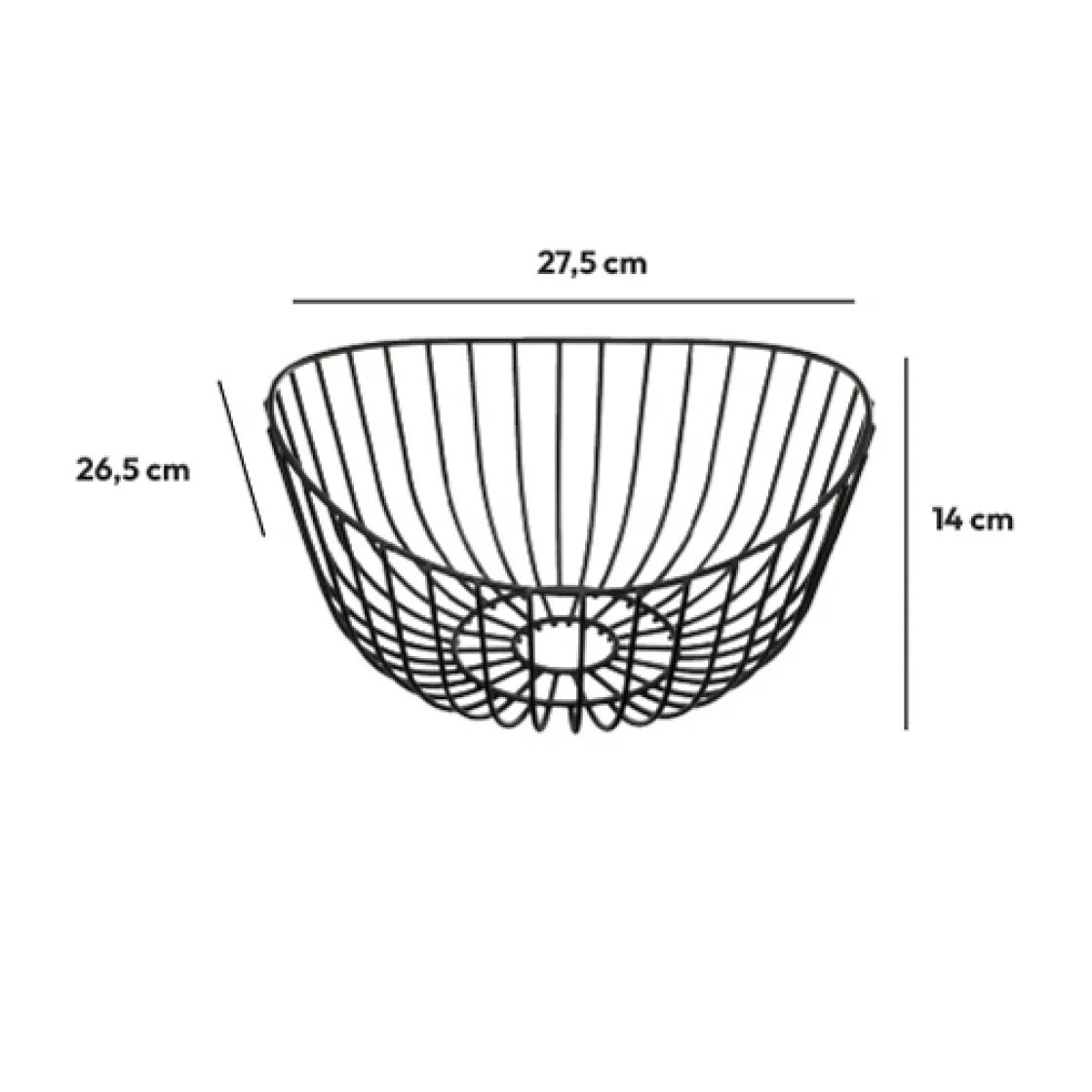 5five Corbeille en acier 27 cm, Noir