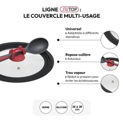 5five Couvercle en verre universel 22/24/26 cm