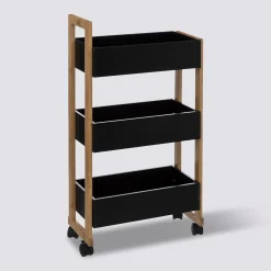 5five Desserte 3 niveaux à roulettes, Bambou noir