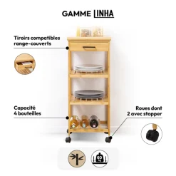 5five Desserte 3 niveaux moyen modèle, Bambou