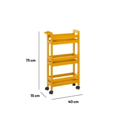 5five Desserte à roulettes 3 niveaux, Jaune moutarde