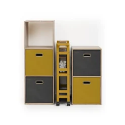 5five Desserte à roulettes 3 niveaux, Jaune moutarde