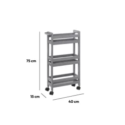 5five Desserte à roulettes 3 niveaux, Gris béton