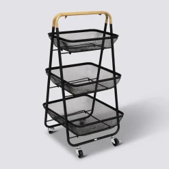 5five Desserte à roulettes 3 niveaux, Noir