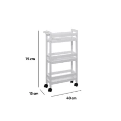 5five Desserte à roulettes 3 niveaux, Blanc coton
