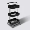5five Desserte à roulettes 3 niveaux, Noir