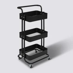 5five Desserte à roulettes 3 niveaux, Noir