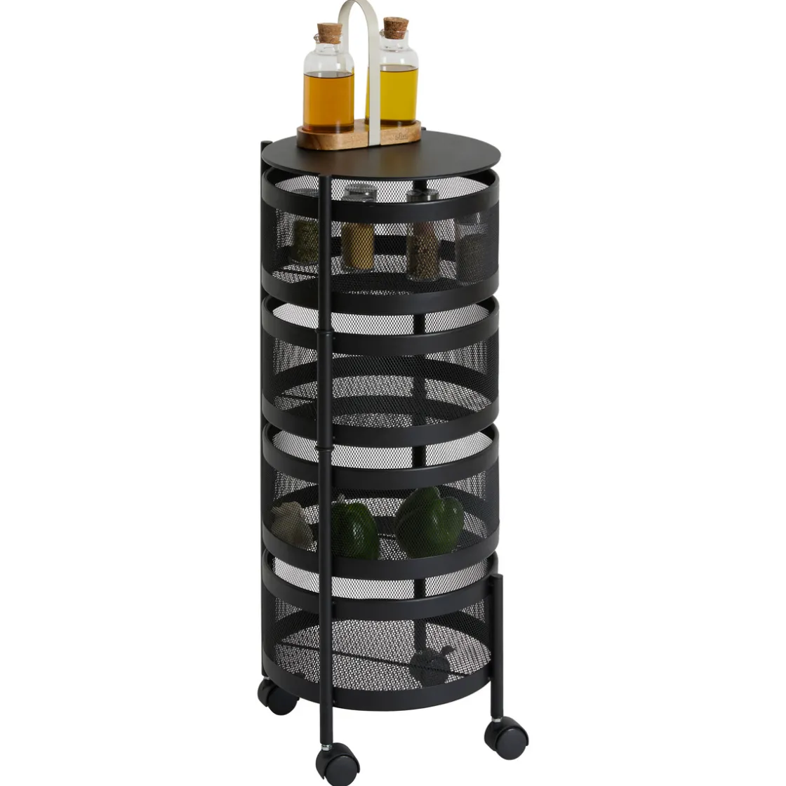 5five Desserte à roulettes 4 étages, Noir