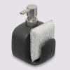 5five Distributeur de savon avec éponge 400ml, Noir